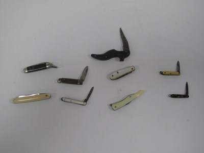 Lot 1328 - Miniature Pocket Knives, including mother of...