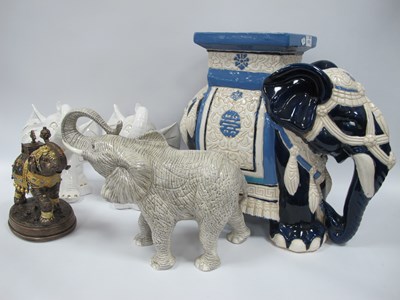 Lot 1014 - Large Ceramic Elephants:- One Box. Elephant...