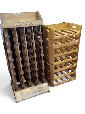 Lot 1504 - Two vintage wooden wine display racks,...