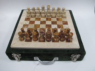Lot 1349 - Vintage carved onyx/stone chess set,...