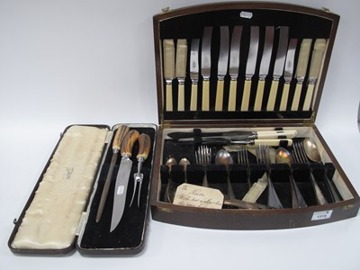 Lot 1319 - Mixed cutlery, including wooden-cased...
