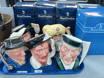 Lot 1416 - Five boxed Royal Doulton large character jugs:...