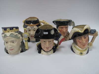 Lot 1348 - Five boxed Royal Doulton large character jugs:...