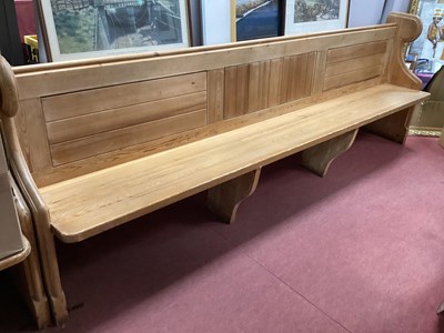 Lot 1487 - XIX Century Pine Pew with shaped ends and...