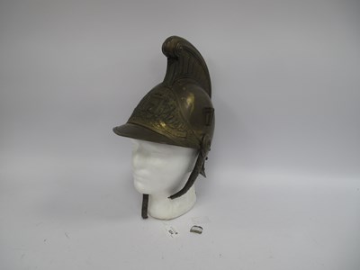 Lot 524 - XIX Century French Fire Fighters Brass Helmet,...