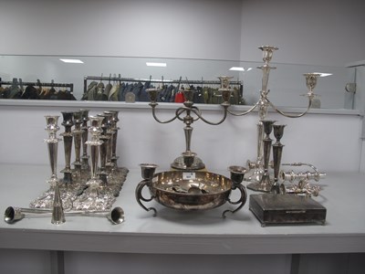 Lot 531 - Vintage Plated Ware Multi Branch Candelabra,...