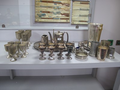 Lot 528 - Vintage Plated Ware Trays, wine/port goblets,...