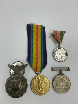 Lot 615 - WWI East Yorkshire Regiment Victory Medal...